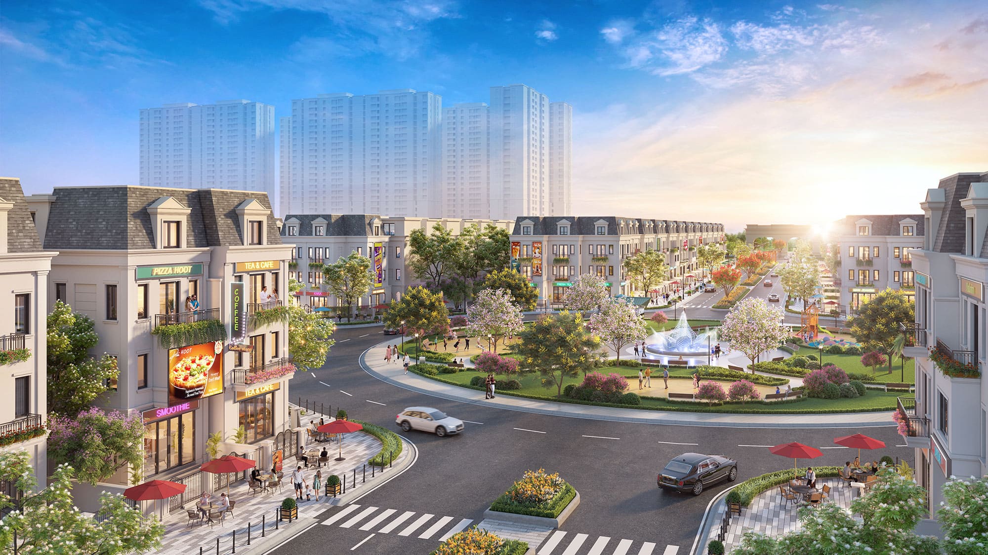 Đài phun nước SUN FOUNDTAIN nằm tại trung tâm dự án Kita Capital.