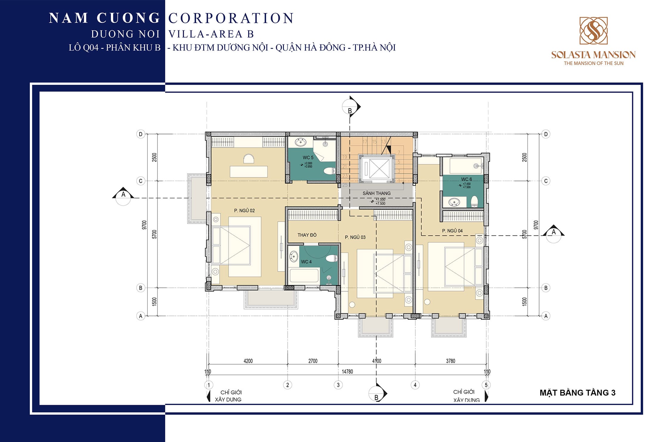 Mặt bằng Tầng 3 của biệt thự Kita Capital Ciputra tập đoàn Kita Group.