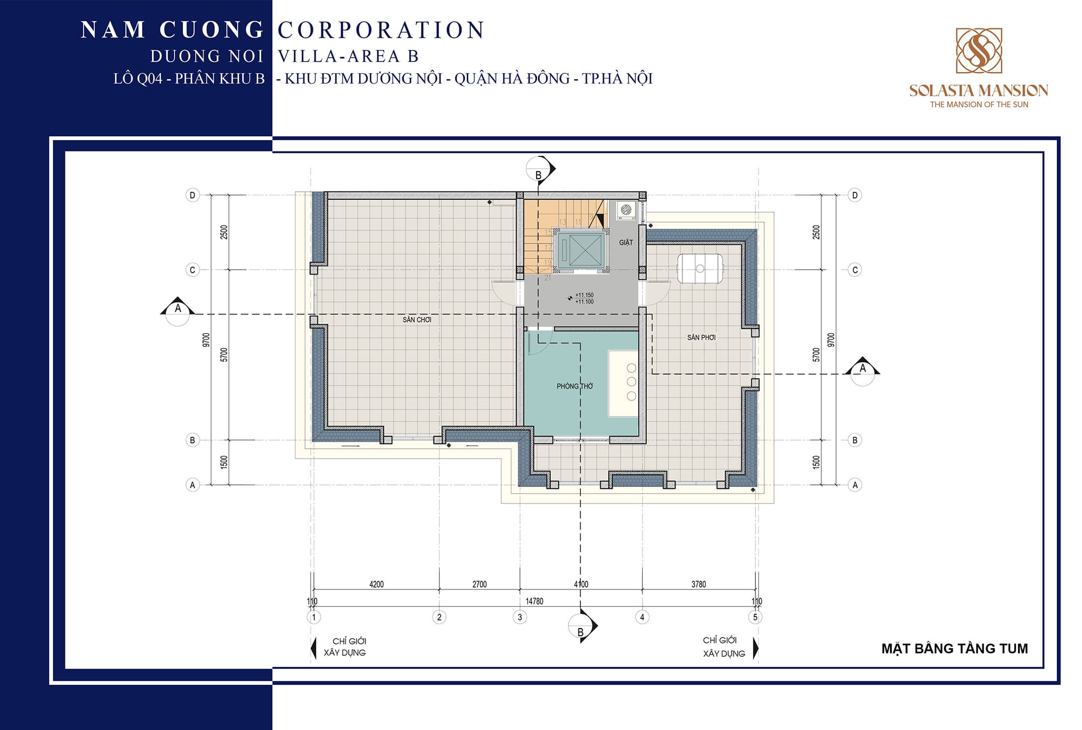 Mặt bằng Tầng Tum của biệt thự Kita Capital Ciputra tập đoàn Kita Group.